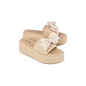 NEW MAKER'S women's raffia bow sandals in beige